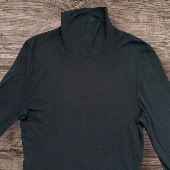 Free People Black Fitted Ribbed Mock Neck Long Sleeve Tee - Picture 2 of 10